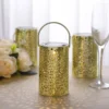 3 Pack Gold Flower Design Hanging LED Lantern Lights, Battery Operated Decorative Garden Lanterns - 3"x5"