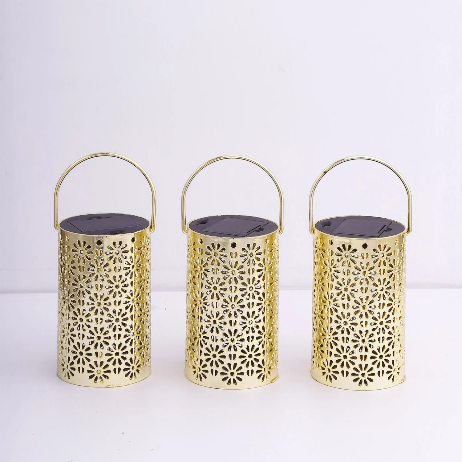 3 Pack Gold Flower Design Hanging LED Lantern Lights, Battery Operated Decorative Garden Lanterns - 3"x5" 9 3 Pack Gold Flower Design Hanging LED Lantern Lights, Battery Operated Decorative Garden Lanterns - 3"x5" - Image 9
