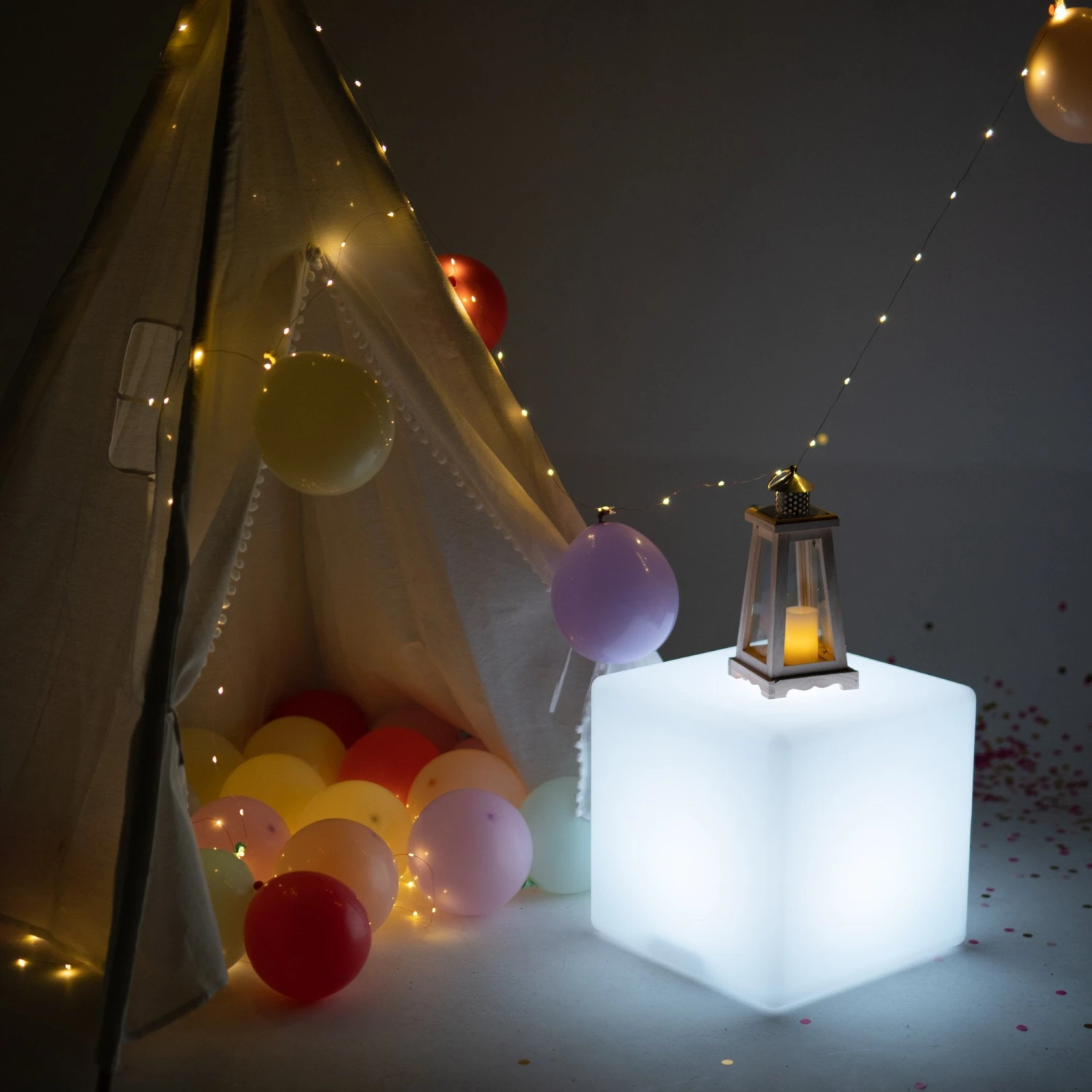 15.5" Color Changing Cordless LED Light Up Cube Table Stool, Rechargeable Waterproof Illuminated Furniture 5 15.5" Color Changing Cordless LED Light Up Cube Table Stool, Rechargeable Waterproof Illuminated Furniture - Image 5