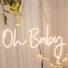 26" Oh Baby Neon Light Sign, LED Reusable Wall Décor Lights With 5ft Hanging Chain
