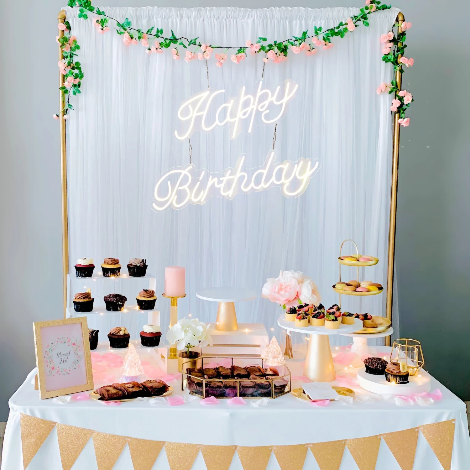 32" Happy Birthday Neon Light Sign, LED Reusable Wall Décor Lights With 5ft Hanging Chain 4 32" Happy Birthday Neon Light Sign, LED Reusable Wall Décor Lights With 5ft Hanging Chain - Image 4