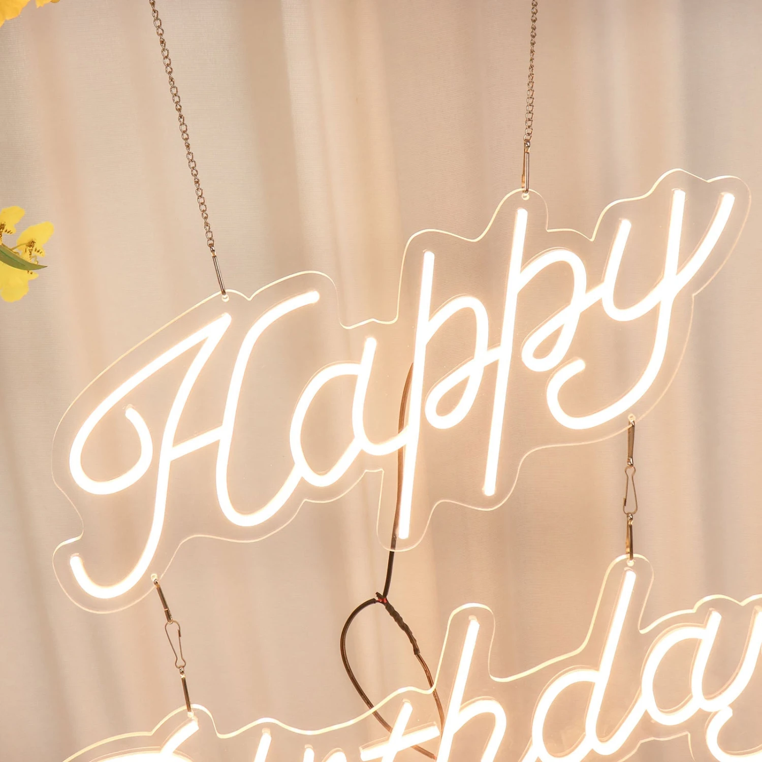 32" Happy Birthday Neon Light Sign, LED Reusable Wall Décor Lights With 5ft Hanging Chain 11 32" Happy Birthday Neon Light Sign, LED Reusable Wall Décor Lights With 5ft Hanging Chain - Image 11