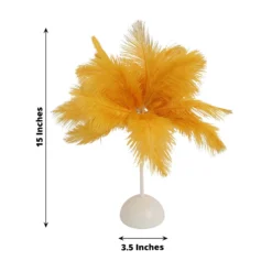 15" LED Ostrich Feather Table Lamp Desk Light, Battery Operated Cordless Living Room/Bedroom Centerpiece -Home Decor Promotional Store LED OST02 S GOLD 98