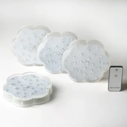 4 Pack | 6" Flower Shaped White 23 LED Disc Lights With Remote, DIY Centerpiece Accent Light 12 4 Pack | 6" Flower Shaped White 23 LED Disc Lights With Remote, DIY Centerpiece Accent Light -Home Decor Promotional Store LED RMT03 WHT D01