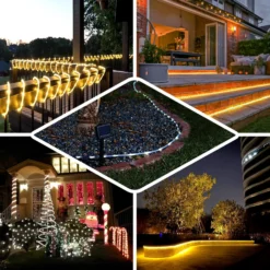 33ft 100 LED Solar Powered Waterproof Outdoor Rope Light With 8 Modes -Home Decor Promotional Store LED ROPE01 SL EBC2