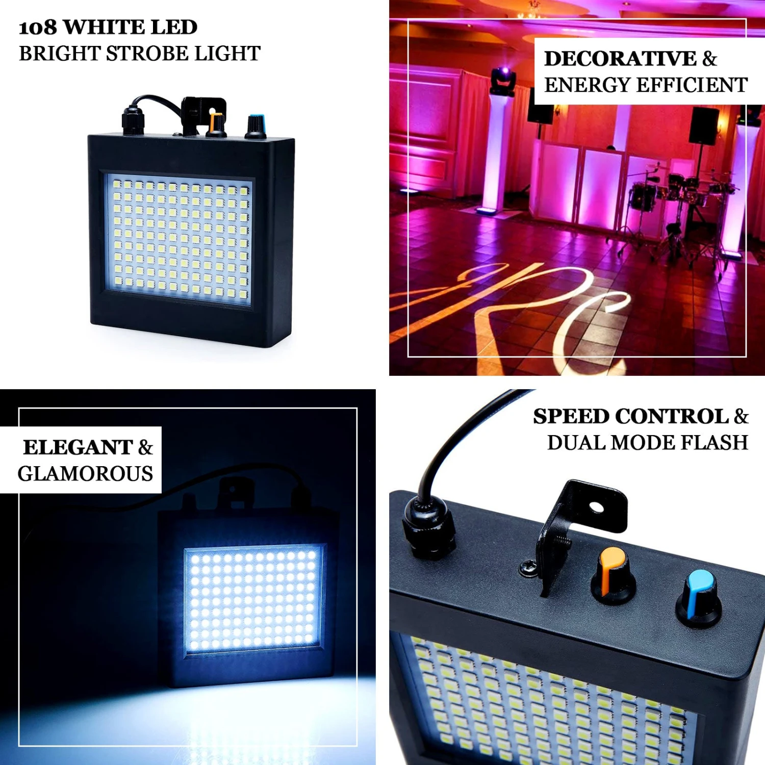 108 LED 25 Watt Super Bright White Strobe Light With Dual Mode Flash & Speed Control 2 108 LED 25 Watt Super Bright White Strobe Light With Dual Mode Flash & Speed Control - Image 2