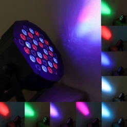 220V Auto Play Party Spotlight W/Remote, 36 LED DJ Stage Uplight, RGB Multi-Color Sound Activated Strobe Par Light