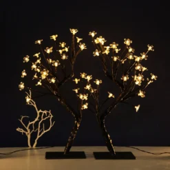 2 Pack | 36 Warm White LEDs Black Cherry Blossom Tree Centerpieces, Battery Operated Lights -Home Decor Promotional Store LED TREE01 CLR1 D06