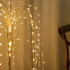 4ft Warm White 180 LED Fairy Lighted Artificial Weeping Willow Tree With Plug-in Adapter, White Tabletop Tree Centerpiece 25 4ft Warm White 180 LED Fairy Lighted Artificial Weeping Willow Tree With Plug-in Adapter, White Tabletop Tree Centerpiece -Home Decor Promotional Store LED TREE03 4 WHT D05