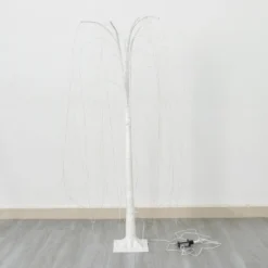 4ft Warm White 180 LED Fairy Lighted Artificial Weeping Willow Tree With Plug-in Adapter, White Tabletop Tree Centerpiece 29 4ft Warm White 180 LED Fairy Lighted Artificial Weeping Willow Tree With Plug-in Adapter, White Tabletop Tree Centerpiece -Home Decor Promotional Store LED TREE03 4 WHT D09
