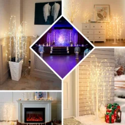4ft Warm White 180 LED Fairy Lighted Artificial Weeping Willow Tree With Plug-in Adapter, White Tabletop Tree Centerpiece 18 4ft Warm White 180 LED Fairy Lighted Artificial Weeping Willow Tree With Plug-in Adapter, White Tabletop Tree Centerpiece -Home Decor Promotional Store LED TREE03 4 WHT EBC2