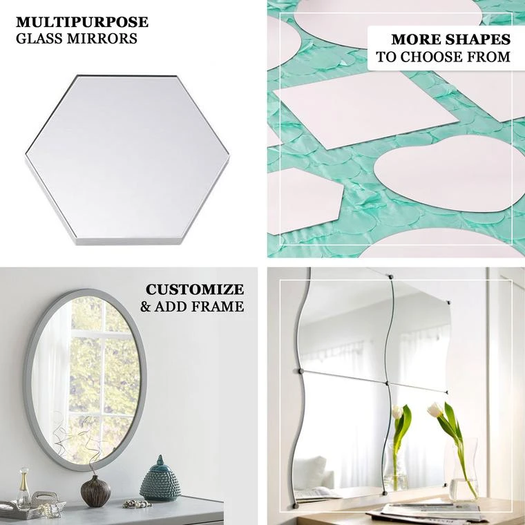 6 Pack Hexagon Glass Mirror Table Centerpiece, Hanging Wall Decor 8" 2 6 Pack Hexagon Glass Mirror Table Centerpiece, Hanging Wall Decor 8" - Image 2