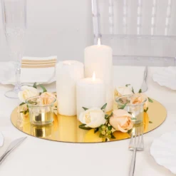 10 Pack Mirror Plastic Charger Plates For Table Setting, 13" Lightweight Round Decorative Dining Plate Chargers -Home Decor Promotional Store MIRR PS RND 13 GOLD D04