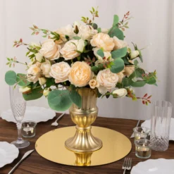 10 Pack Mirror Plastic Charger Plates For Table Setting, 13" Lightweight Round Decorative Dining Plate Chargers -Home Decor Promotional Store MIRR PS RND 13 GOLD D07