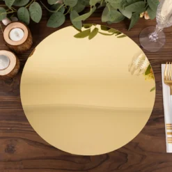10 Pack Mirror Plastic Charger Plates For Table Setting, 13" Lightweight Round Decorative Dining Plate Chargers -Home Decor Promotional Store MIRR PS RND 13 GOLD D10