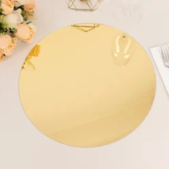 10 Pack Mirror Plastic Charger Plates For Table Setting, 13" Lightweight Round Decorative Dining Plate Chargers -Home Decor Promotional Store MIRR PS RND 13 GOLD 01