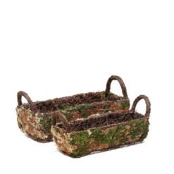 Set Of 2 | Rustic Log Shaped Preserved Moss Planter Boxes, Flower Baskets With Handle - 13", 15" 15 Set Of 2 | Rustic Log Shaped Preserved Moss Planter Boxes, Flower Baskets With Handle - 13", 15" -Home Decor Promotional Store MOSS PLNT 005 GRN 99.progressive f04c93f8 8b72 42ae ae94 d440001f0e8b