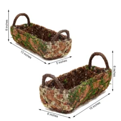 Set Of 2 | Rustic Log Shaped Preserved Moss Planter Boxes, Flower Baskets With Handle - 13", 15" 17 Set Of 2 | Rustic Log Shaped Preserved Moss Planter Boxes, Flower Baskets With Handle - 13", 15" -Home Decor Promotional Store MOSS PLNT 005 GRN 99 M.progressive d6c4814e ca1c 4fba a43a 4e282e235b61