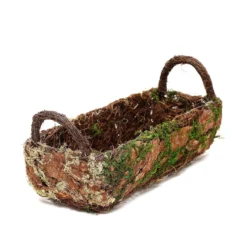 Set Of 2 | Rustic Log Shaped Preserved Moss Planter Boxes, Flower Baskets With Handle - 13", 15" 13 Set Of 2 | Rustic Log Shaped Preserved Moss Planter Boxes, Flower Baskets With Handle - 13", 15" -Home Decor Promotional Store MOSS PLNT 005 GRN D07.progressive f703cde6 e55e 4554 a740 23c9915af76f
