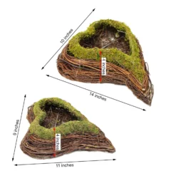 Set Of 2 | Green Heart Shaped Preserved Moss Twigs Planter Boxes, Flower Baskets - 14", 11" -Home Decor Promotional Store MOSS PLNT 014 GRN 99 M.progressive 098d7670 c046 49ce a184 0725fcb9564f