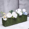 23" Green Rectangle Preserved Moss Metal Planter Box With Inner Lining, Flower Basket