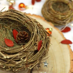 Set Of 2 | Natural Preserved Twig Bird Nest Planter Boxes, Flower Baskets - 4.5", 7.5" 20 Set Of 2 | Natural Preserved Twig Bird Nest Planter Boxes, Flower Baskets - 4.5", 7.5" -Home Decor Promotional Store MOSS PLNT 026 NAT D04