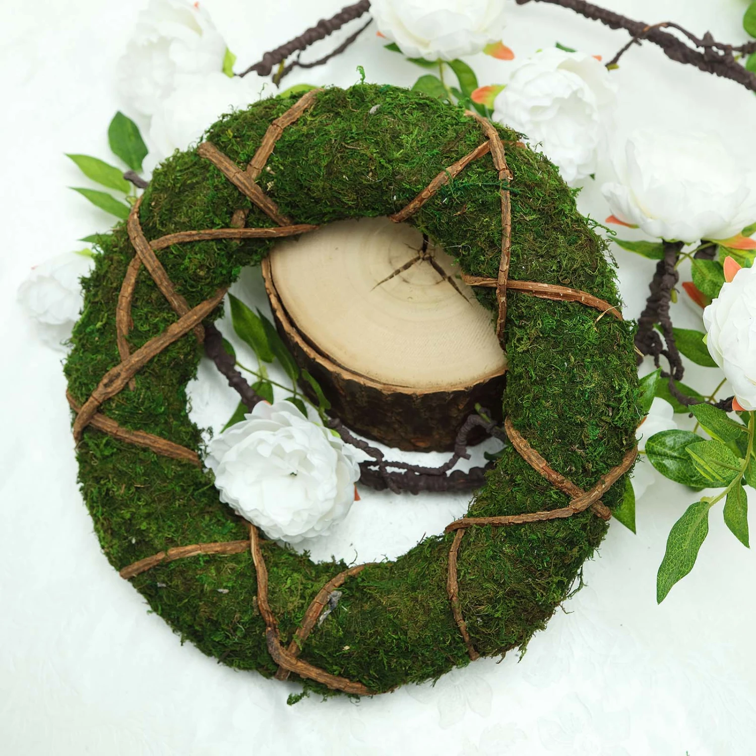 2 Pack Green Natural Preserved Moss Wreaths With Twine Twig Wrap 14" 8 2 Pack Green Natural Preserved Moss Wreaths With Twine Twig Wrap 14" - Image 8