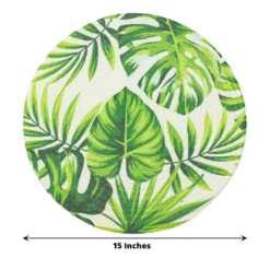4 Pack Green Tropical Leaf Woven Cotton Table Placemats, Indoor/Outdoor Braided Dining Placemats 15" Round -Home Decor Promotional Store PLMAT COT01 LEAF 98.progressive 87097beb c705 4c14 996b 803325c54472