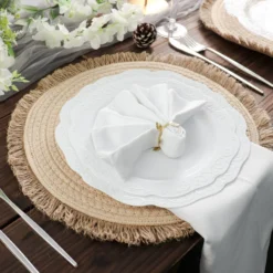 4 Pack Natural Rustic Burlap Jute Placemats Fringed Edges, Farmhouse Placemats With Trim 15" Round 32 4 Pack Natural Rustic Burlap Jute Placemats Fringed Edges, Farmhouse Placemats With Trim 15" Round -Home Decor Promotional Store PLMAT COT02 NAT D01.progressive 3796143f 0479 4d55 b26a 8b50845d134f