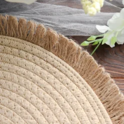 4 Pack Natural Rustic Burlap Jute Placemats Fringed Edges, Farmhouse Placemats With Trim 15" Round 26 4 Pack Natural Rustic Burlap Jute Placemats Fringed Edges, Farmhouse Placemats With Trim 15" Round -Home Decor Promotional Store PLMAT COT02 NAT D04.progressive 2498cacb 54af 437d 9d2b d0cd7645ccf6