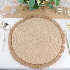 4 Pack Natural Rustic Burlap Jute Placemats Fringed Edges, Farmhouse Placemats With Trim 15" Round 25 4 Pack Natural Rustic Burlap Jute Placemats Fringed Edges, Farmhouse Placemats With Trim 15" Round -Home Decor Promotional Store PLMAT COT02 NAT D12.progressive d461fcc8 d615 4a90 93a1 9004d3eaf16f