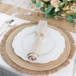 4 Pack Natural Rustic Burlap Jute Placemats Fringed Edges, Farmhouse Placemats With Trim 15" Round 24 4 Pack Natural Rustic Burlap Jute Placemats Fringed Edges, Farmhouse Placemats With Trim 15" Round -Home Decor Promotional Store PLMAT COT02 NAT D19.progressive 74323247 ebe1 49ec a007 cffe4351771a