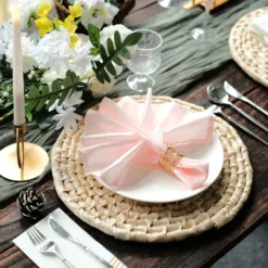 4 Pack Natural Corn Husk Round Woven Placemats, Braided Rustic Rattan Tablemats 15" -Home Decor Promotional Store PLMAT JUTE02 NAT D03.progressive e259659a acb1 497c a267 51898c355d17