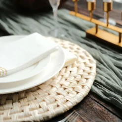 4 Pack Natural Corn Husk Round Woven Placemats, Braided Rustic Rattan Tablemats 15" -Home Decor Promotional Store PLMAT JUTE02 NAT D04.progressive f9cda14f c843 4706 873c 53c80d37a685