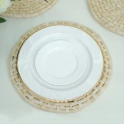 4 Pack Natural Corn Husk Round Woven Placemats, Braided Rustic Rattan Tablemats 15" -Home Decor Promotional Store PLMAT JUTE02 NAT D06.progressive 29d96078 ef6b 4c0e a4a8 9da4b0b4eb96