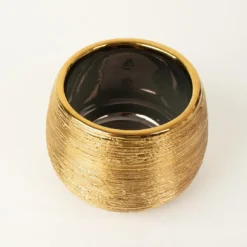 4 Pack | 3" Textured Ceramic Flower Vase Pots, Round Brushed Indoor Planters 27 4 Pack | 3" Textured Ceramic Flower Vase Pots, Round Brushed Indoor Planters -Home Decor Promotional Store PLNT CERM 002 S GOLD D07