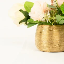 4 Pack | 3" Textured Ceramic Flower Vase Pots, Round Brushed Indoor Planters 29 4 Pack | 3" Textured Ceramic Flower Vase Pots, Round Brushed Indoor Planters -Home Decor Promotional Store PLNT CERM 002 S GOLD 01