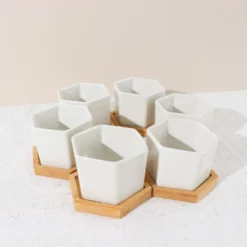 6 Pack | 3" White Geometric Hexagon Ceramic Planter Pots, Bamboo Tray Base W/ Drainage Hole, Cactus & Succulent Planters With Removable Bottom 20 6 Pack | 3" White Geometric Hexagon Ceramic Planter Pots, Bamboo Tray Base W/ Drainage Hole, Cactus & Succulent Planters With Removable Bottom -Home Decor Promotional Store PLNT CERM 004 S WHT D06.progressive 0ff1c98a 2a34 488b 8223 8ccc61d206fb