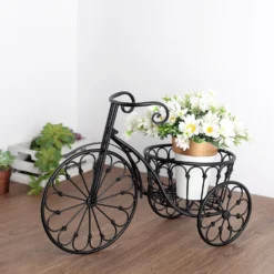 22" Black Metal Tricycle Planter Basket, Decorative Plant Stand For Indoor/Outdoor -Home Decor Promotional Store PLNT MET 001 BLK D01.progressive 8b7d6b21 c28b 438e 8d84 a5b4cd592000