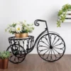 22" Black Metal Tricycle Planter Basket, Decorative Plant Stand For Indoor/Outdoor