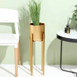 2 Pack | Modern Gold Metal Planter Stand, Decorative Indoor Planter Pots - 25" | 27" -Home Decor Promotional Store PLNT MET 002 SET GOLD D07.progressive e32920ea 24f7 4779 a426 37dc991f8dd2
