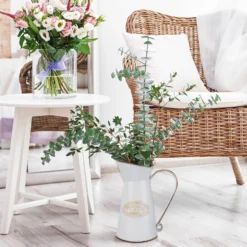 Vintage Metal Decorative Garden Water Pitcher Centerpiece, Rustic Shabby Chic Milk Jug Flower Vase 9" 17 Vintage Metal Decorative Garden Water Pitcher Centerpiece, Rustic Shabby Chic Milk Jug Flower Vase 9" -Home Decor Promotional Store PLNT MET 003 S WHT D01