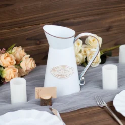 Vintage Metal Decorative Garden Water Pitcher Centerpiece, Rustic Shabby Chic Milk Jug Flower Vase 9" 21 Vintage Metal Decorative Garden Water Pitcher Centerpiece, Rustic Shabby Chic Milk Jug Flower Vase 9" -Home Decor Promotional Store PLNT MET 003 S WHT D03