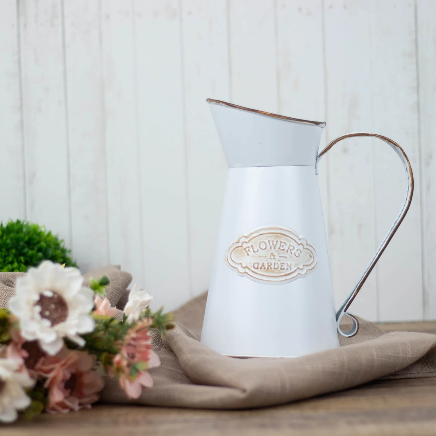 Vintage Metal Decorative Garden Water Pitcher Centerpiece, Rustic Shabby Chic Milk Jug Flower Vase 9" 9 Vintage Metal Decorative Garden Water Pitcher Centerpiece, Rustic Shabby Chic Milk Jug Flower Vase 9" - Image 9