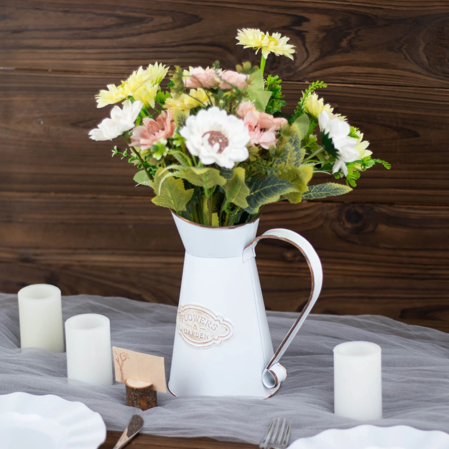 Vintage Metal Decorative Garden Water Pitcher Centerpiece, Rustic Shabby Chic Milk Jug Flower Vase 9" 10 Vintage Metal Decorative Garden Water Pitcher Centerpiece, Rustic Shabby Chic Milk Jug Flower Vase 9" - Image 10