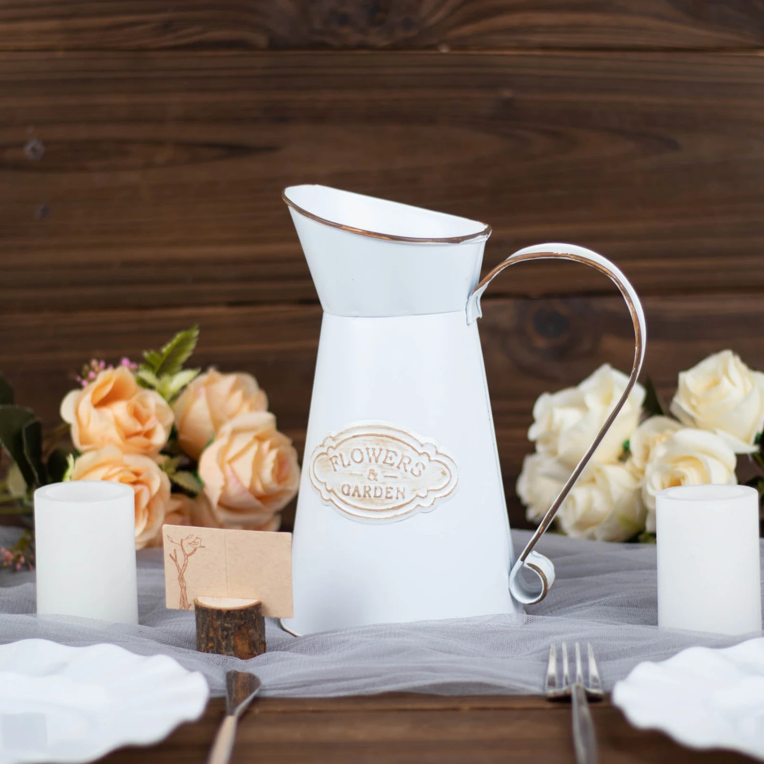 Vintage Metal Decorative Garden Water Pitcher Centerpiece, Rustic Shabby Chic Milk Jug Flower Vase 9" 11 Vintage Metal Decorative Garden Water Pitcher Centerpiece, Rustic Shabby Chic Milk Jug Flower Vase 9" - Image 11