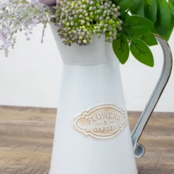 Vintage Metal Decorative Garden Water Pitcher Centerpiece, Rustic Shabby Chic Milk Jug Flower Vase 9" 25 Vintage Metal Decorative Garden Water Pitcher Centerpiece, Rustic Shabby Chic Milk Jug Flower Vase 9" -Home Decor Promotional Store PLNT MET 003 S WHT D07
