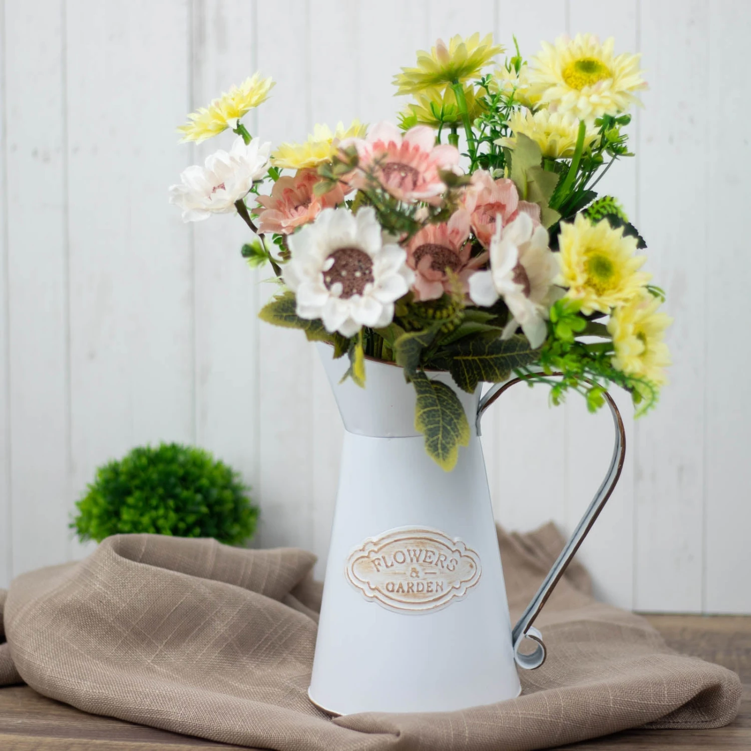 Vintage Metal Decorative Garden Water Pitcher Centerpiece, Rustic Shabby Chic Milk Jug Flower Vase 9" 5 Vintage Metal Decorative Garden Water Pitcher Centerpiece, Rustic Shabby Chic Milk Jug Flower Vase 9" - Image 5