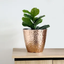 11" Hammered Design Large Indoor Flower Plant Pot, Decorative Greenery Planter -Home Decor Promotional Store PLNT PLST 002 L 054 D06
