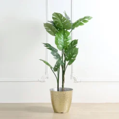 11" Hammered Design Large Indoor Flower Plant Pot, Decorative Greenery Planter -Home Decor Promotional Store PLNT PLST 002 L GOLD D06.progressive 8760ed6e 3999 455f 833e 9c8aaa9400bc